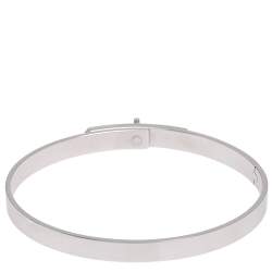 Hermes Kelly Diamond 18k White Gold Cuff Bracelet LG
