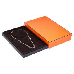 Hermes Gambade Diamonds 18k Rose Gold Long Station Necklace 