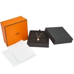 Pre Owned Hermes Amulettes Cadenas Diamond 18K Rose Gold Pendant Necklace
