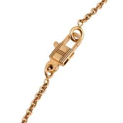 Pre Owned Hermes Amulettes Cadenas Diamond 18K Rose Gold Pendant Necklace