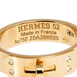 Hermes Kelly Diamonds 18k Rose Gold Small Model Band Ring Size 52