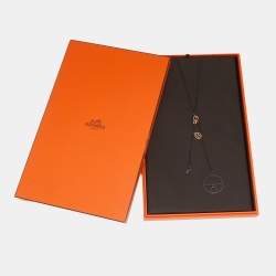 Hermes Crazy Calèche Silver & 18K Rose Gold Long Toggle Necklace