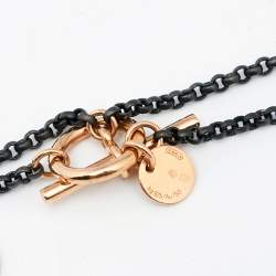 Hermes Crazy Calèche Silver & 18K Rose Gold Long Toggle Necklace