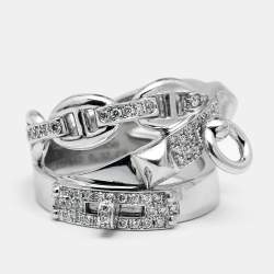 Hermes Alchimie Hermes Diamonds 18k White Gold Large Model Charm Ring Size 51