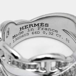 Hermes Alchimie Hermes Diamonds 18k White Gold Large Model Charm Ring Size 51