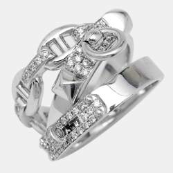 Hermes Alchimie Hermes Diamonds 18k White Gold Large Model Charm Ring Size 51