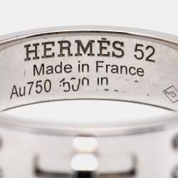 Hermes Kelly Diamond 18k White Gold Small Model Ring Size 52