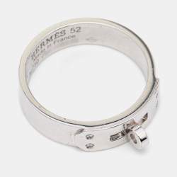 Hermes Kelly Diamond 18k White Gold Small Model Ring Size 52