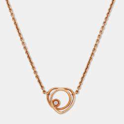 Hermes Vertige Cœur Diamond 18k Rose Gold Small Model Necklace