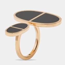 Hermes Chaine d'Ancre Verso Ceramic 18k Rose Gold Very Large Model Ring Size 52