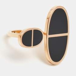 Hermes Chaine d'Ancre Verso Ceramic 18k Rose Gold Very Large Model Ring Size 52