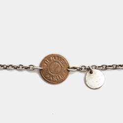 Hermes Ex-Libris 18k Rose Gold Sterling Silver Bracelet