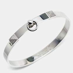 Hermes Collier De Chien Diamonds 18k White Gold Bracelet SH
