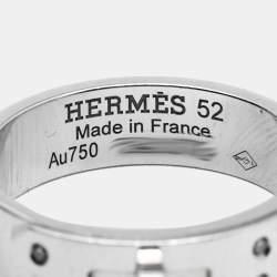 Pre Owned Hermes Kelly Diamond 18k White Gold Small Model Ring Size 52
