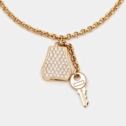 Hermes Kelly Clochette  Diamonds 18k Rose Gold Small Model Bracelet