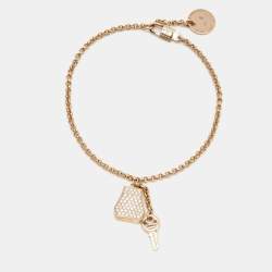 Hermes Kelly Clochette  Diamonds 18k Rose Gold Small Model Bracelet