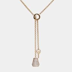Hermes Kelly Clochette Diamonds 18k Rose Gold Small Model Necklace