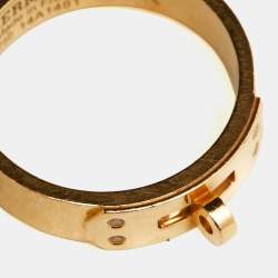 Hermes Kelly Diamond 18K Yellow Gold Small Model Band Ring Size 56