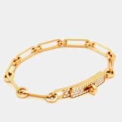 Hermes Kelly Chaine Diamonds 18k Rose Gold Small Model Bracelet SH
