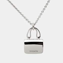 Hermès Constance Diamond 18k White Gold Pendant Necklace