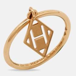 Hermès Gambade 18k Rose Gold Ring Size 52
