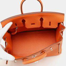 Hermes Orange Togo Leather Birkin 25 Tote Bag