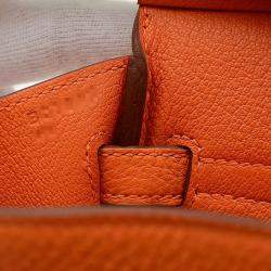 Hermes Orange Togo Leather Birkin 25 Tote Bag