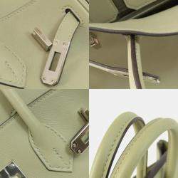 Hermes Green Swift Leather Palladium Finish Birkin 25