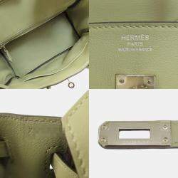 Hermes Green Swift Leather Palladium Finish Birkin 25