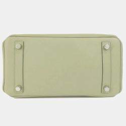 Hermes Green Swift Leather Palladium Finish Birkin 25