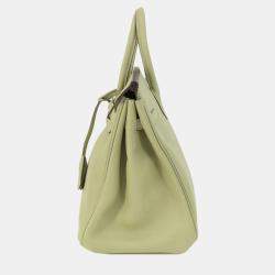 Hermes Green Swift Leather Palladium Finish Birkin 25