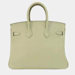 Hermes Green Swift Leather Palladium Finish Birkin 25