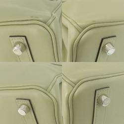 Hermes Green Swift Leather Palladium Finish Birkin 25