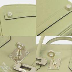 Hermes Green Swift Leather Palladium Finish Birkin 25