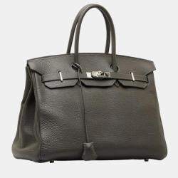 Hermes Grey Togo Leather Birkin 35 Tote Bag