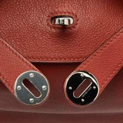 Pre Owned Hermes Cuivre Evercolor Leather Palladium Finish Lindy 34 Bag