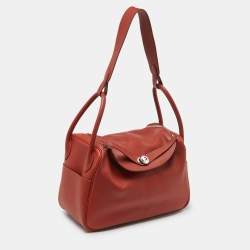 Pre Owned Hermes Cuivre Evercolor Leather Palladium Finish Lindy 34 Bag