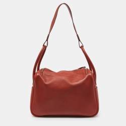 Pre Owned Hermes Cuivre Evercolor Leather Palladium Finish Lindy 34 Bag