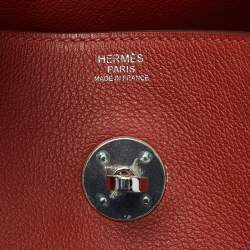 Pre Owned Hermes Cuivre Evercolor Leather Palladium Finish Lindy 34 Bag