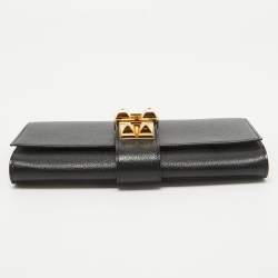 Pre Owned Hermes Noir Chevre Mysore Leather Medor 23 Clutch