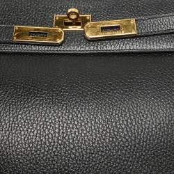 Hermes Noir Ardennes Leather Gold Finish Kelly Retourne 32 Bag