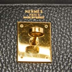 Hermes Noir Ardennes Leather Gold Finish Kelly Retourne 32 Bag