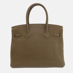 Hermes Taurillon Taupe Birkin 30 Handbag