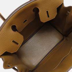 Hermes Gold Taurillon Clemence Leather Birkin 30 Tote Bag