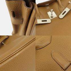 Hermes Gold Taurillon Clemence Leather Birkin 30 Tote Bag