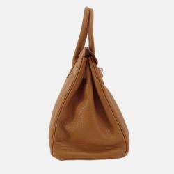 Hermes Gold Taurillon Clemence Leather Birkin 30 Tote Bag