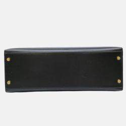 Pre Owned Hermes Black Box Calf Leather Kelly 32 Handbag