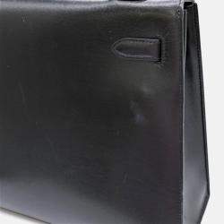 Pre Owned Hermes Black Box Calf Leather Kelly 32 Handbag