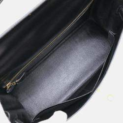 Hermes Black Box Calf Leather Kelly 32 Handbag