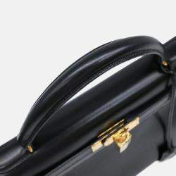 Hermes Black Box Calf Leather Kelly 32 Handbag